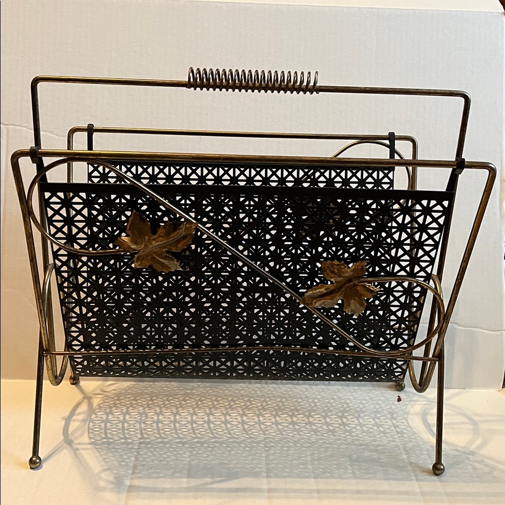 Mid century Black and Gold Magazine Holder